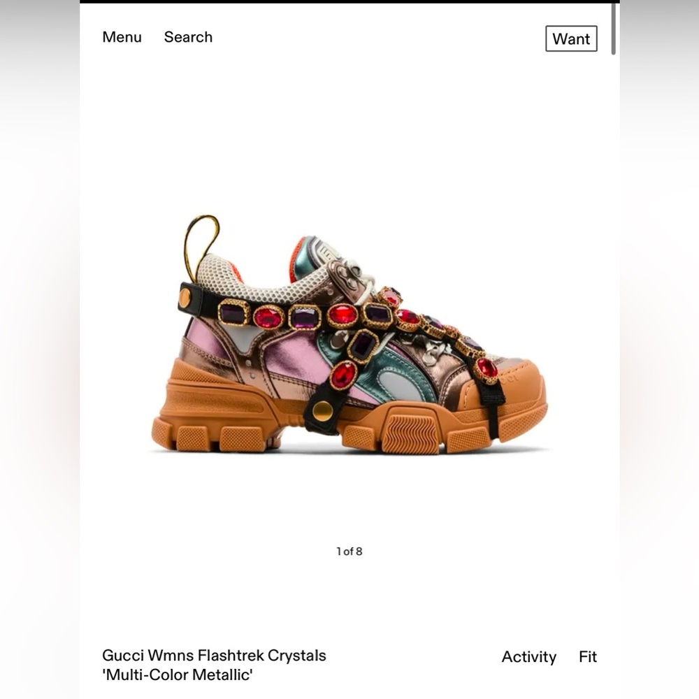 Gucci Wmns Flashtrek Crystals 
Multi color Metallic